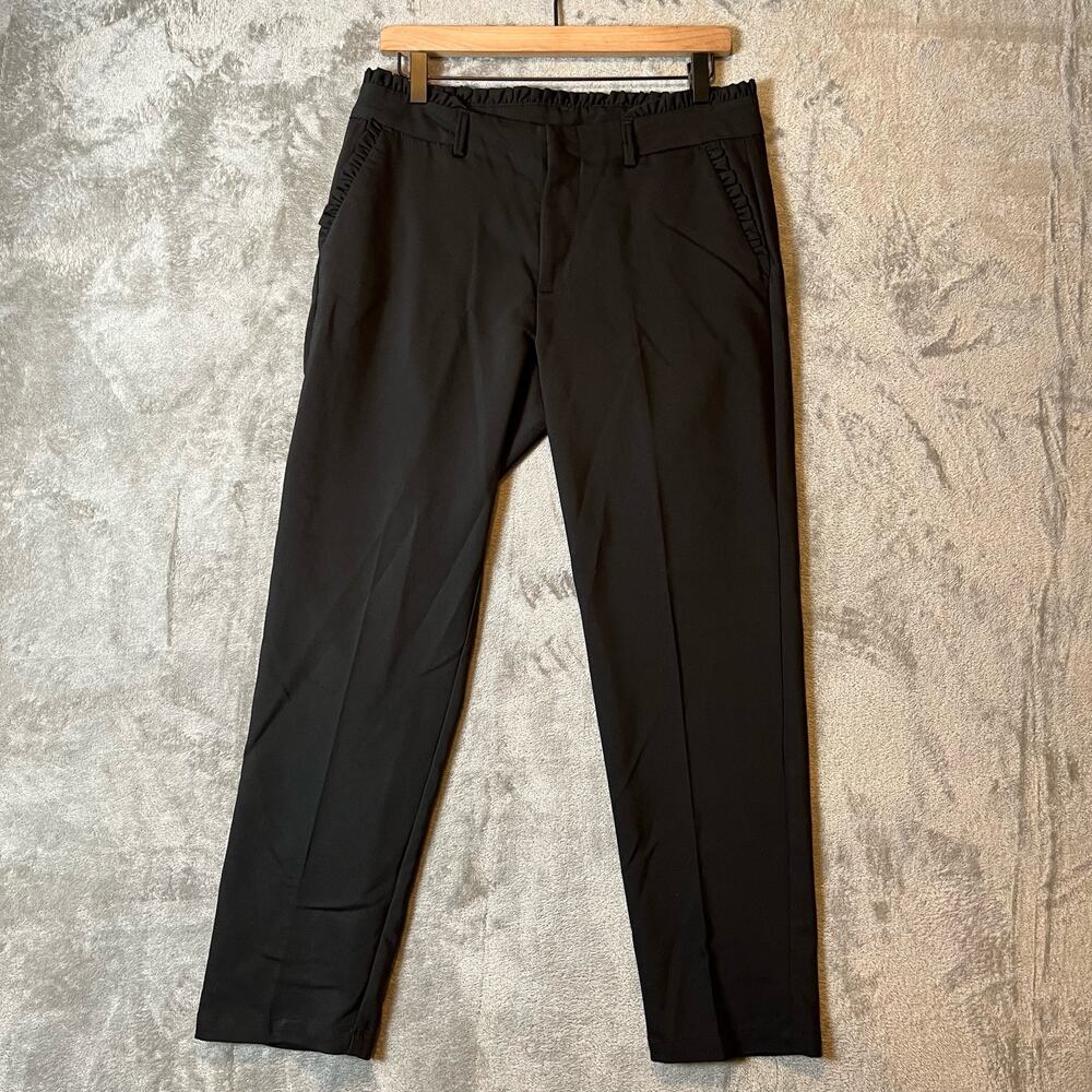 Reiko Paris Black Tapered Cigarette Pants 29 Slim Tailored Ankle Trousers New